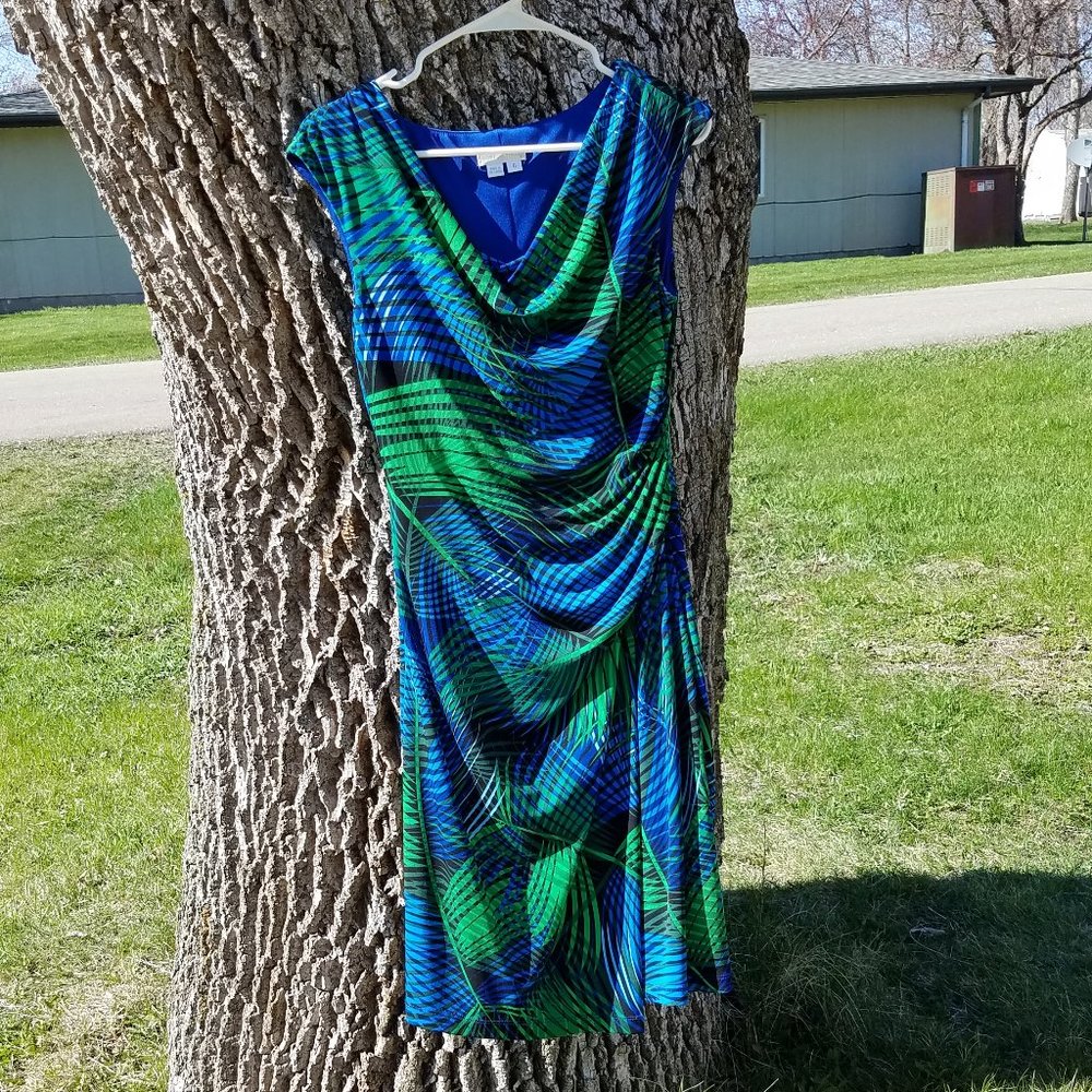 London Times Tropical Faux Wrap Dress